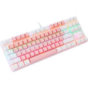 BAJEAL K100 87 Keys Green Shaft Wired Mechanical Keyboard, Cable Length: 1.6m(Pink White)