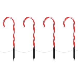 ECD-Germany ECD Germany LED Candy Canes 8er Set med 56 Varmt hvide LED'er, 45cm, Rød Hvid, Batteriopereret, Udenfor & Indvendigt, Lys Have Stænger Juledekoration