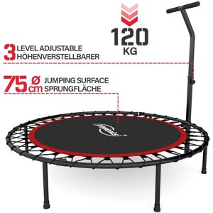 Physionics - Foldbar Fitness Trampolin - Indendørs/Udendørs Brug - Kapacitet 120 Kg - Diameter 101 cm - Rød - 101 x 75 x 24 cm.