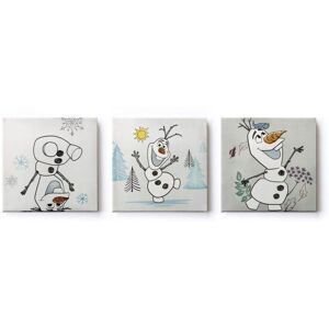 Disney - Lærred Sæt med 3 - Frosne - Glad Olaf - 3x 30x30cm