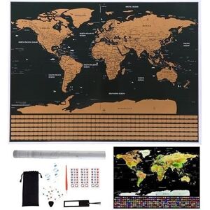 Malatec Karta med Skrapa / Scratch Map / Världskarta - 82 x 59 cm