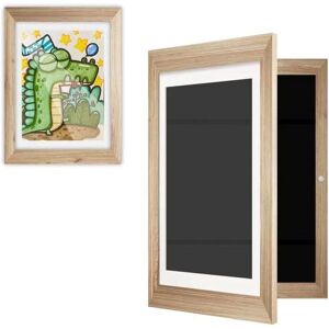 Shoppo Marte Plastic Children Art Frames Magnetic Front Open Frametory for Poster Photo Drawing Paintings Pictures(Wood Color)