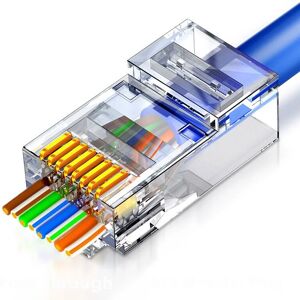 NSF 50 stykker RJ45 stik Cat5e Cat6 Pass Through EZ to Crimp Modular Plug for Solid Stranded Network Cable