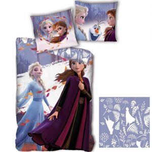 Disney Frozen II Anna Elsa Sovepose Sengesæt Vendbar 140x200+63x63cm