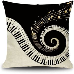 Shoppo Marte Piano Note Digital Printed Linen Pillowcase Without Pillow Core, Size: 45x45cm(16)