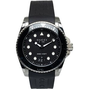 Pre-owned Gucci Quartz Stainless Steel Rubber Dive Watch Black