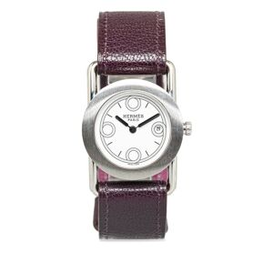 Pre-owned Hermes Quartz Steel Barneia Ronde Watch Purple