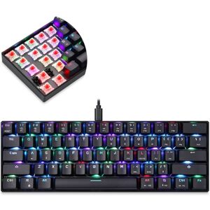 MOTOSPEED CK61 61 Keys  Wired Mechanical Keyboard RGB Backlight with 14 Lighting Effects, Cable Length: 1.5m, Colour: Red Shaft