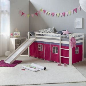 Homestyle4u Loftseng med gardin - Pink gardiner - Rutsjebane