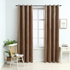 vidaXL mørklægningsgardiner 2 stk. med ringe 140 x 245 cm fløjl beige