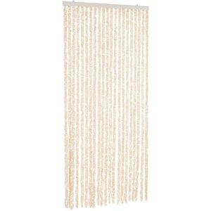 vidaXL flueforhæng 56x200 cm chenille beige og hvid