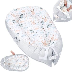 Amazinggirl Babynest med håndtag 90X50 cm - Bumper Baby Sæt Babynest nyfødt med aftageligt betræk i grå bomuldsugler