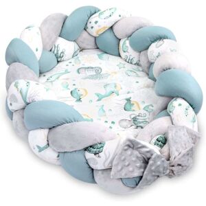 Totsy Baby Babynest nyfødt babynest - krammerede med fletpude sammenklappeligt sæt tosidet babynest babyseng 75x45 cm, vanddyr