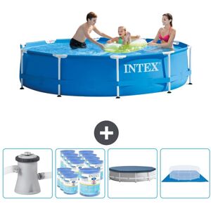 Intex Round Frame Swimming Pool - 305 x 76 cm - Blå - Inklusiv pumpe Filtre - Dække over - Grundlag Inklusive Tilbehør CB88