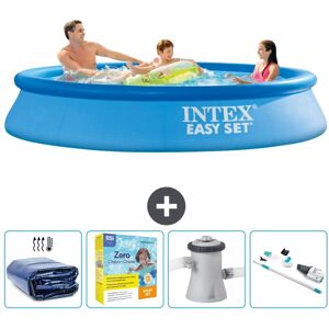 Intex rund oppustelig let sæt swimmingpool - 305 x 61 cm - blå - inkluderet tilbehør CB12