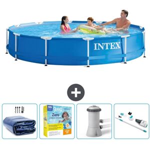 Intex Round Frame Swimming Pool - 366 x 76 cm - Blå - Inkluderet tilbehør CB12