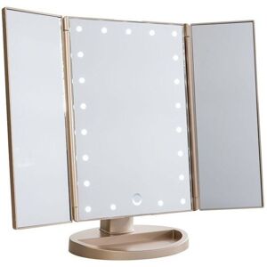 UNIQ Trifold Hollywood Makeup Spejl Med LED Lys - RoseGold