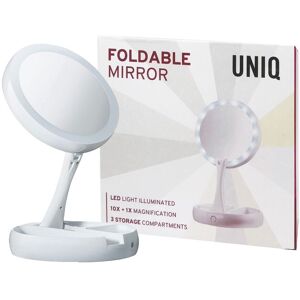 UNIQ Foldbart Makeup spejl med lys LED og 10x forstørrelse