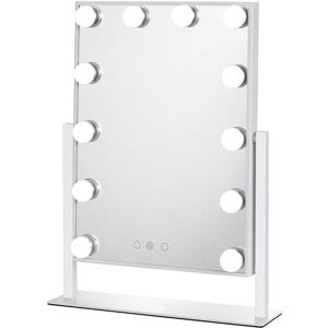 UNIQ New York Vanity Makeup Spejl med dæmpbar belysning 12 LED-lys - hvid