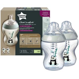 Tommee Tippee Closer To Nature sutteflaske med silikonesutter 0m+ Panda 2x260ml