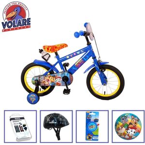 Volare børnecykel Paw Patrol - 14 tommer - Blå - Med flaskeholder - Inklusiv cykelhjelm + tilbehør