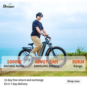 Shengmilo MX05 elektrisk cykel 26 tommer elektrisk mountainbike elektrisk cykel 840WH SAMSUNG batteri elektrisk cykel med fede dæk, BAFANG motor 1000W