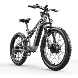 Shengmilo S600 voksen 2000W elektrisk cykel med to motorer, 840WH SAMSUNG batteri, 26 tommer bred dæk mountainbike, elektrisk cykel, Porsche mat grå