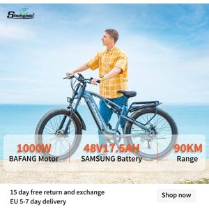 Shengmilo MX05 Fuld suspension elektrisk mountainbike BAFANG 1000W motor 48V 17.5AH SAMSUNG batteri elektrisk cykel