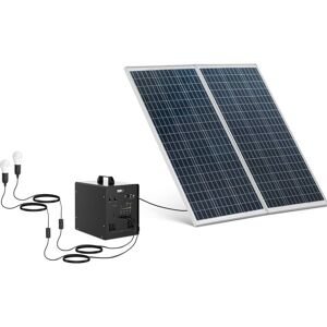 MSW Powerstation med solceller og inverter - 1000 W - 5 / 12 /230 V - 2 LED-pærer