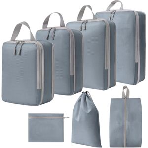 My Store 7 In 1  Compression Packing Cubes Expandable Travel Bags Luggage Organizer(Gray)