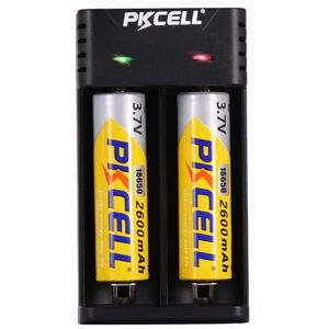 PKcell 18650 Laddare + 2 batterier