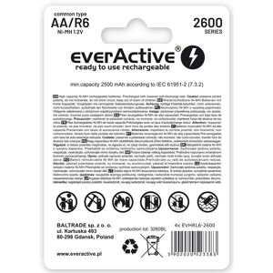 everActive Professional line EVHRL6-2600 batterisæt (2600mAh; Ni-MH)