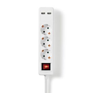 Nedis Udvidelse Socket   Stikprop med sidebens jord / Type F (CEE 7/7)   3-vejs   1.50 m   3680 W   16 A   Slags jordforbindelse: Sidekontakter   230 V AC 5