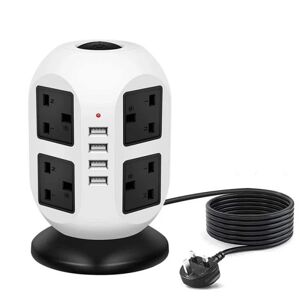 NSF Tower Power Strip Lodret UK Stik Adapter Udtag 8 vejs AC Bedste kvalitet Multi Elektrisk Socket med USB Overspændingsbeskytter 3m forlænger ledning