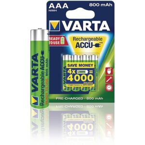 Varta Genopladelige Ni-MH Batteri AAA   1.2 V DC   800 mAh   Forudladet   4-Blister kort