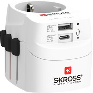 SKROSS PRO Light USB (AC), 3-pole travel adapter, 1x USB-A, 1x USB-C