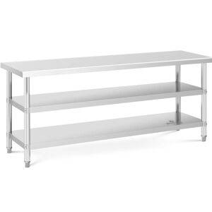 Stålbord - 200 x 60 x 5 cm - 231 kg - 2 hylder - Royal Catering