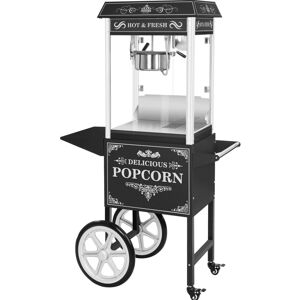 Royal Catering Popcornmaskine med vogn - retrodesign - sort