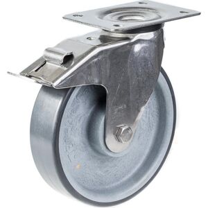 Parnells 200mm stainless steel swivel/brake castor with grey electrically conductive ther