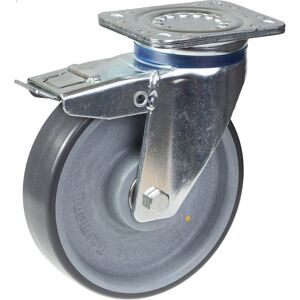 Parnells 200mm swivel/brake castor with grey electrically conductive thermoplastic polyur