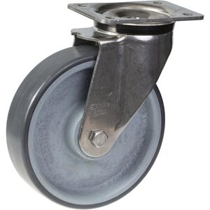 Parnells 200mm stainless steel swivel castor with grey electrically conductive thermoplas