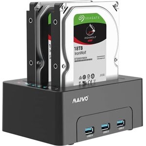 Maiwo K3082H USB 3.1 GEN1 5Gbps dockingstation 2st 2,5-3,5 SATA-harddisk SSD op til 14TB med understøttelse af UASP 3xUSB3.1 hub