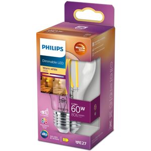 Philips LED E27 Normal 60W Klar Dæmpbar WarmGlow 806lm