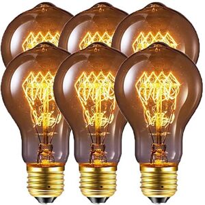 High Discount 6 stk Edison Vintage Glødepære Dæmpbar A19 40W E26 E27 Dekorative Pærer til Væglamper Loftlampe 220-240V #8080524