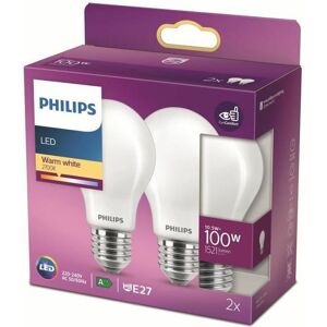 LED-lampe Philips Equivalent 100 W E27 Hvid D (2700 K) (2 enheder)