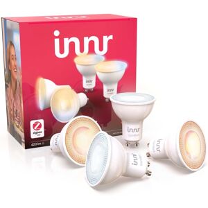 Innr GU10 LED-Light, justerbar hvid, fungerer med Philips Hue*, Alexa & Hey Google (hub påkrævet), dæmpbar, 2200K - 5000K, 4-pak RS 227 T-4