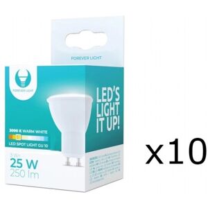 Forever Light LED-Lampa GU10 3W 230V 3000K, 10-pack, Varmvitt