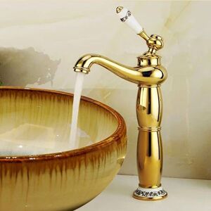 Shoppo Marte Antique Hot and Cold Bathroom Washbasin Faucet, Style: High Model