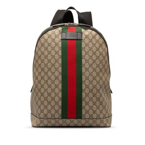 Pre-owned Gucci GG Supreme Web Backpack Brown