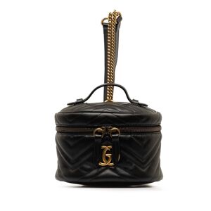 Pre-owned Gucci GG Marmont Round Backpack Black